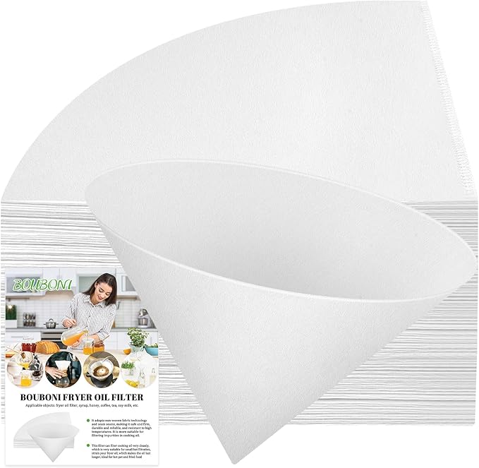 10" Fryer Oil Filter 75pcs Non Woven Cooking Oil Filter Grease Filters for Deep Fryer Maple Syrup Filter Cones White Beeswax Filters for Hotels Restaurants Cafes Food Trucks Kitchens