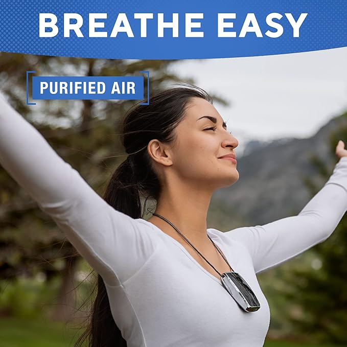 AirTamer A320 Rechargeable Personal Air Purifier, Proven Performance, Virus and Pollutant Tested*, Black with Leather Travel Case