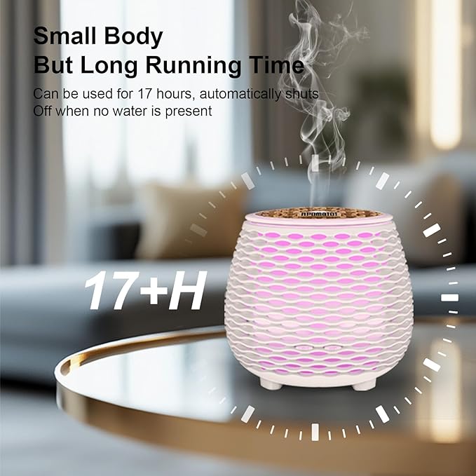 2 Pack 140ml Small 25dB Quiet Working Essential Diffuser,Aromatherapy Diffusers Cool Mist Humidifier with USB 7 LED Light Color,Waterless Auto Shut-Off for Home Office Room