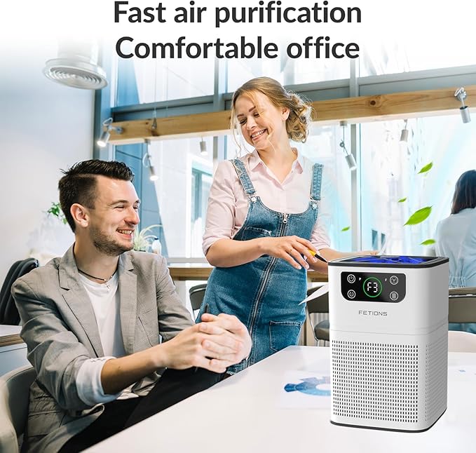Air Purifiers for Bedroom Home, FETIONS Air Cleaner with Fragrance Sponge Sleep Mode 3-in-1 Filtration System, Compact with H13 HEPA Filter for Pet Dander Pollen Smoke Dust Odor,White,2 Pack