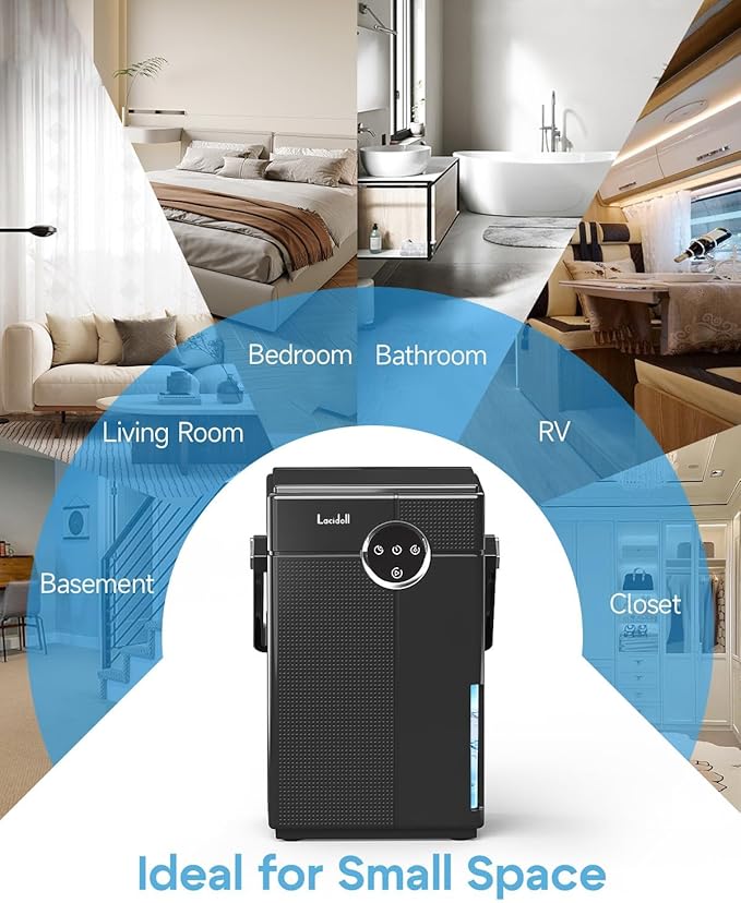 Small Dehumidifier with Drain Hose, Portable Dehumidifier for Bathroom, 118oz Dehumidifiers for Home 800 sq ft with 7 Colorful Light, Quiet Dehumidifiers for Bedroom RV Closet Basement