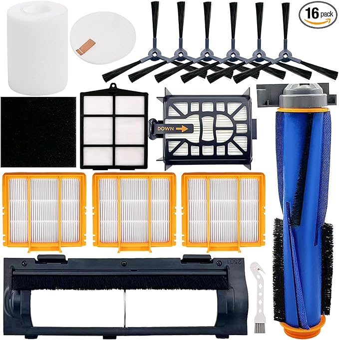 Replacement Parts for Shark AI AV2501S AV2511AE AV2610WA AV2501AE RV2502AE RV2400WD AI Ultra 2- in-1 Robot Vacuum, Main Brush, Filter, Side Brush, Roller Cover, Pre-Motor Foam & Felt Filter