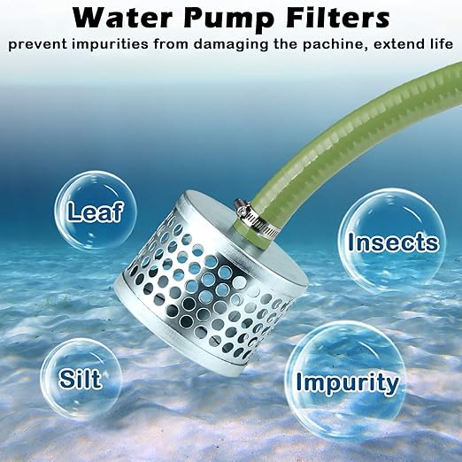 1-1/2 Inch Round Hole Suction Strainer Filter Carbon Steel Plated Npt Thread Hose Water Pump Inlet Strainer for Remove Debris Trash Reduces Solids Entering