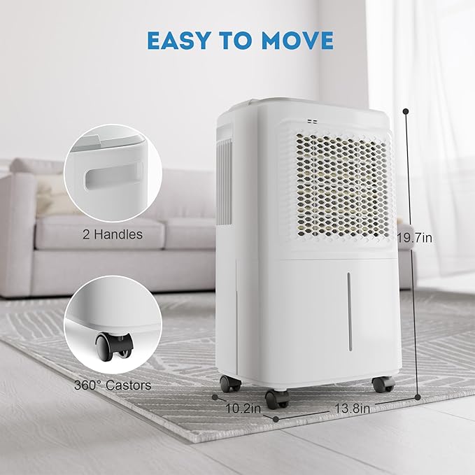 Dehumidifier for Basement, Home Dehumidifiers with Drain Hose for Large Room Bathroom, Auto Drain or Manual Drainage (31 pint)
