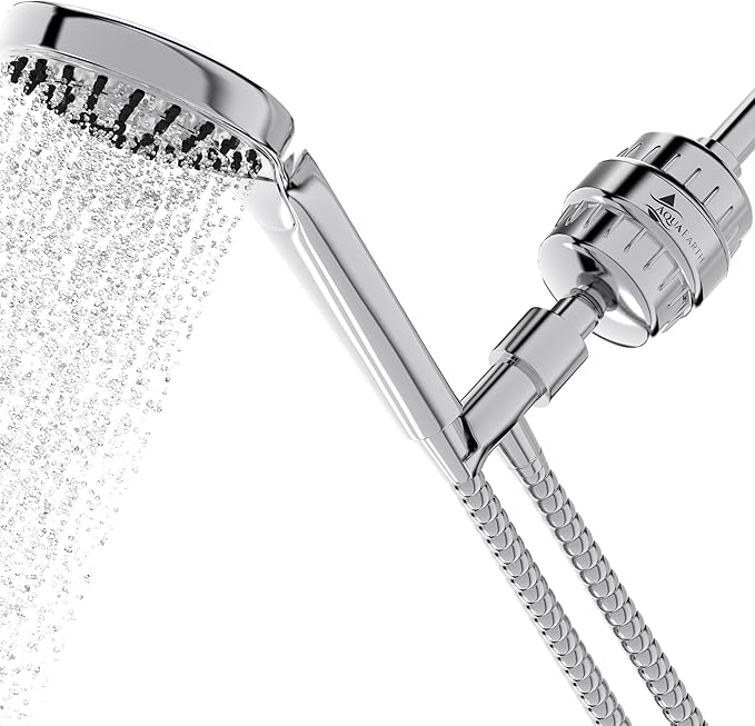 Aqua Earth Shower Filter For Hard Water Removes Chlorine Fluoride Harmful Substances Organics Other Sediments Shower Head Filter High Output Vitamin C For Hair and Nails