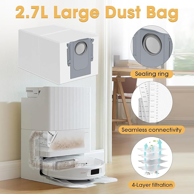 25PCS Qrevo S5V Replacement Accessories Kit Compatible with Roborock Qrevo Curv/Curv S5X/Qrevo Edge/Edge S5A Includes Dual Main Brush, HEPA Filters, Mop Pads, Side Brushes, Dust Bag and Tools