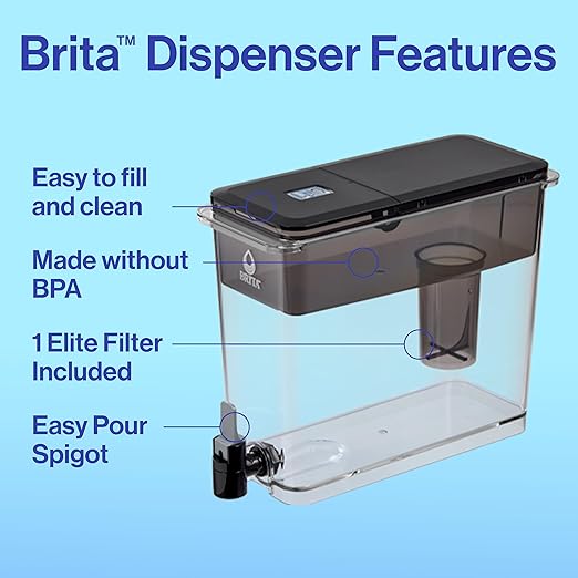 Brita UltraMax Large Water Dispenser with 1 BritaPlus Filter, 27 Cup capacity, Black (Package May Vary)