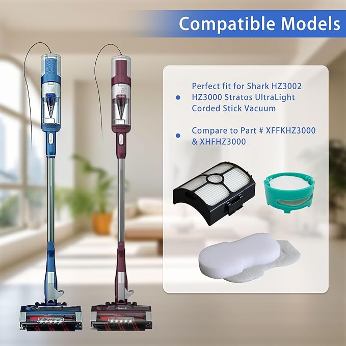 MZY LLC 10PCS for Shark Stratos Filter Replacements Compatible with AZ3002 AZ3000 AZ3000W Shark Stratos Odor Neutralizer Cartridge Kit Includes 2 HEPA + 4 Foam + 4 Odor Neutralizer