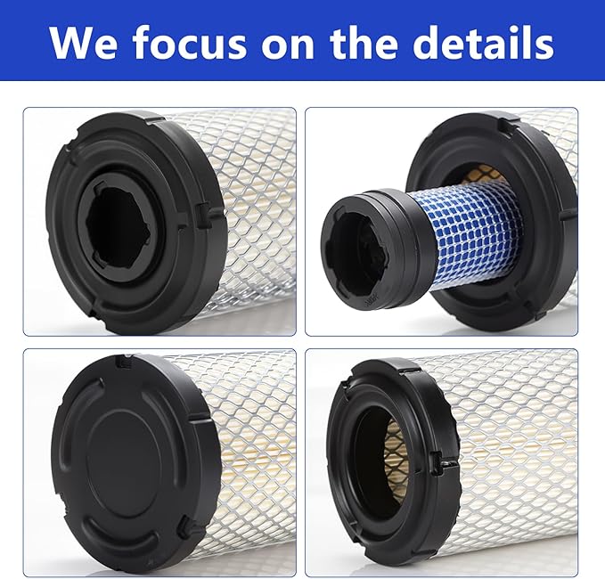 2 PCS M113621 M123378 Inner & Outer Air Filters Set - Fit for Fleetguard AF25550 Donaldson P822686 John Deere M123378 M113621 Kawasaki 11013-1290 11013-7029 11013-7048 6449 RS3715 46449