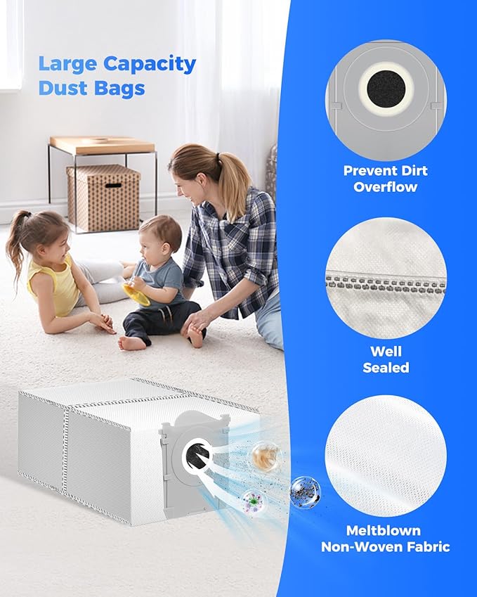 21 Pack Replacement Parts for ECOVACS DEEBOT T50 Omni/T50 PRO Omni Robot Vacuum Accessory Set, 1 Main Brush, 4 Side Brushes, 6 Mop Pads, 4 HEPA Filters, 5 Dust Bags, 1 Cleaning Brush