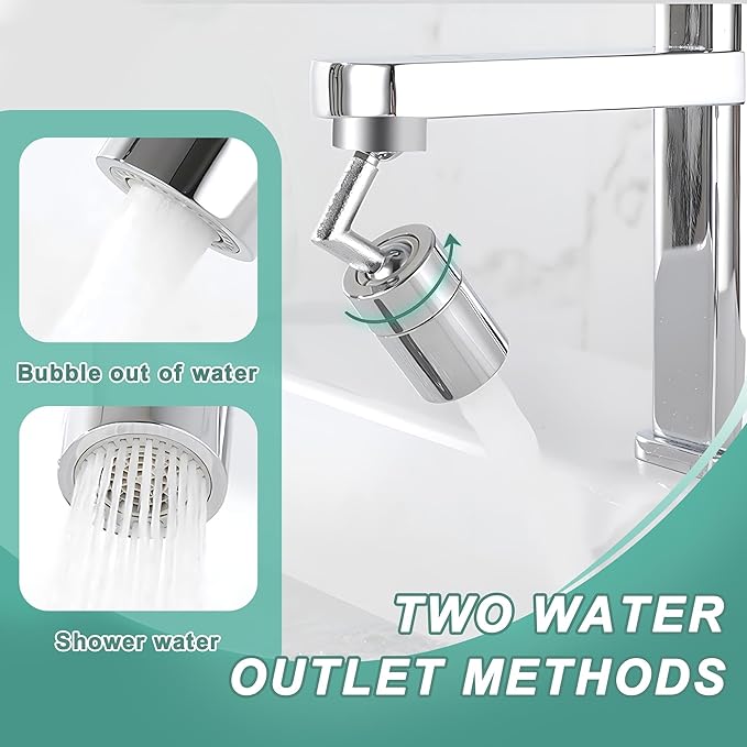 Rotatable 720° Faucet Sprayer Head,Universal Splash Filter Faucet with 4-Layer Net Filter for Kitchen,Anti-Splash,Leakproof Design with Double O- Ring Oxygen-Enriched Foam