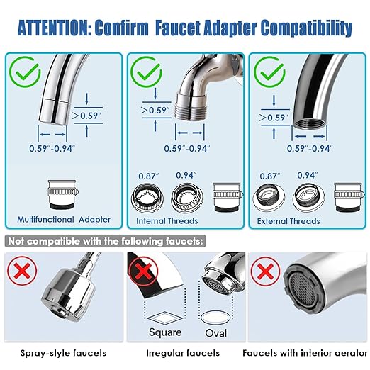 Faucet Filter, NSF Certified, 400 Gallon High Efficiency Water Purification System, Fast 99% Chlorine & Odor Removal with 1 Water Filter（T1-Black）