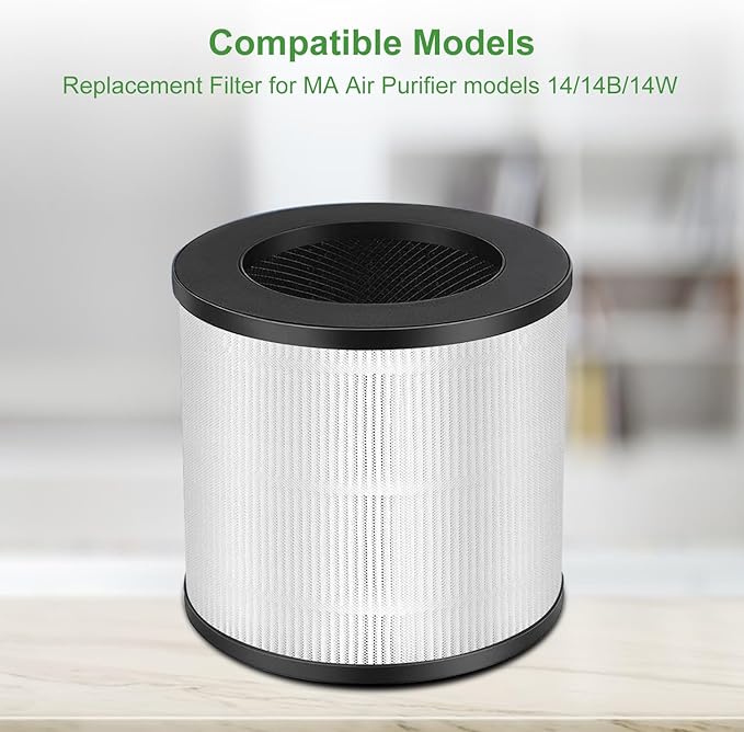 4 Pack Model 14 Replacement Filter for MA Air Puri-Fier Models 14/14B/14W, 3-in-1 Filter Contains Pre-Filter and Activated Carbon Filter。