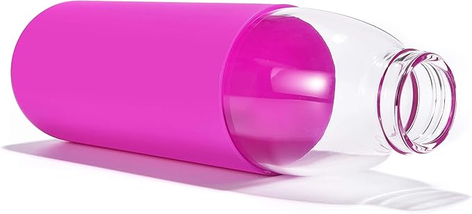 veegoal 18 Oz Borosilicate Glass Water Bottles with Bamboo Lid, BPA-FREE, Non-Slip Silicone Sleeve, and Stainless Steel Leak Proof Lid - Reusable Glass Bottle for Men and Women