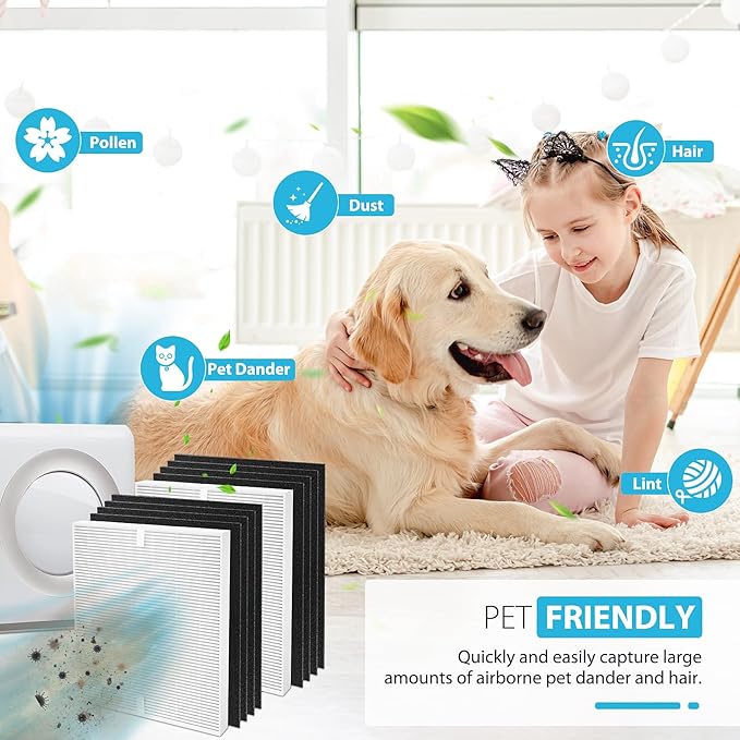 Colorfullife AP-1512HH True HEPA Replacement Filter H13 Compatible with Coway Airmega AP-1512HH Air Purifier and Airmega 200M Air Purifier, Item NO #3304899 (2 HEPA + 8 Carbon Filters)