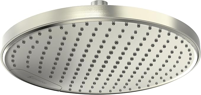 SparkPod 10 Inch Round Rain Shower Head - Ceiling or Wall Mount Rainfall Shower Head - Large Coverage Showerhead - Brass Ball Joint with 360° Adjustment - 1-Min Install (Elegant Brushed Nickel)