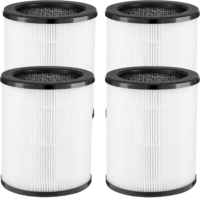 KJ80 Replacement Filter Compatible with Druiap KJ80 Air Purifier,3-in-1 H13 True HEPA, Nylon Pre-Filter and Activated Carbon,360 Filtration System (4 Pack)
