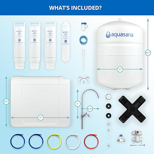 Aquasana SmartFlow® Reverse Osmosis Water Filter | RO Under Sink System | WQA Certified up to 99.99% of 90 contaminants Including Fluoride, PFAS, Arsenic, Lead, and Chlorine | Chrome Faucet
