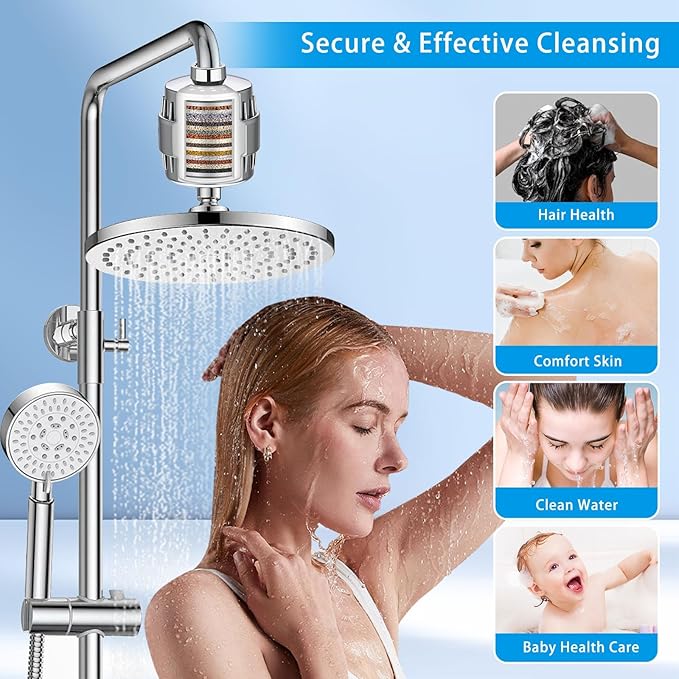 MZY LLC 4 Pack 22 Stage Shower Filter Replacement, Universal Shower Filter Removes Heavy Metals, Compatible with Similar Designs