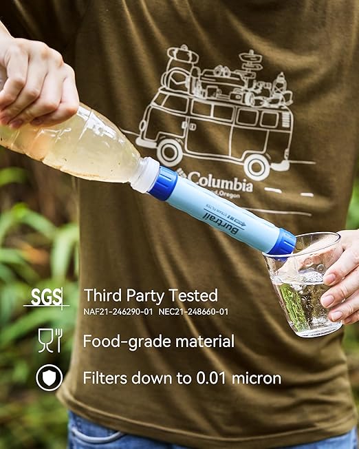 Gravity Water Filter Pro, Versatile Water Purifier Camping with 0.01-Micron Water Filter Straw, 3L Gravity Bag, Survival Gear for Hiking, Backpacking, and Emergency Preparedness