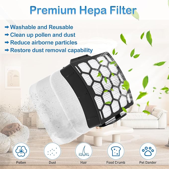 LA700 LA702 Brush Roller Filter Replacement Compatible with Shark Rotator Lift-Away Duo Clean PowerFins LA702 LA700 Upright Vacuum Cleaner Accessories Parts 1539FC3000 XHF320 XFFK320