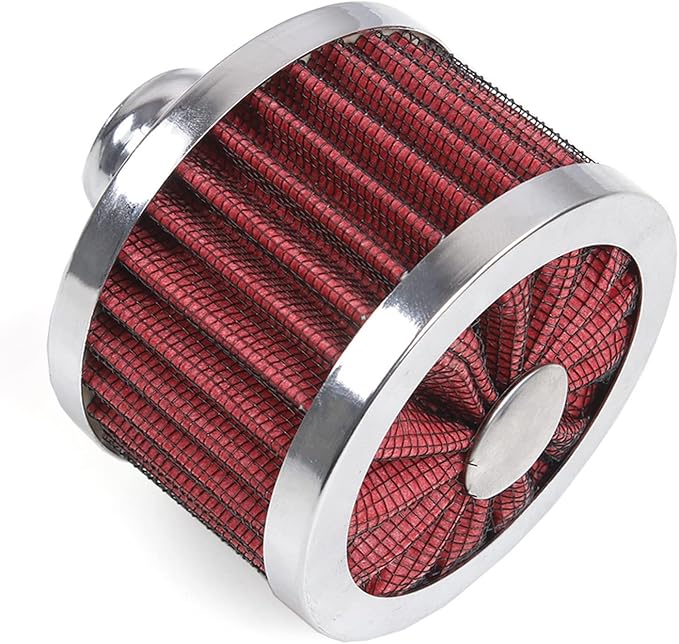 MUGE RACING 23mm Car Air Filter Universal Cold Air Intake Filter High Flow Vent Valve Cover Breather Filter (Red)
