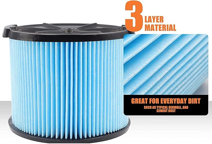 Replacement Filter for Ridgid VF3500 3-Layer Wet/Dry 3-4.5 Gallon Portable Vacuum Compatible with WD4050 WD4070 WD45-2 Packs