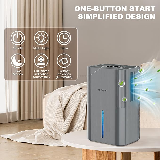 Dehumidifiers for Home 95 OZ Water Tank(1000 sq. ft) Dehumidifier for Bathroom with Auto Shut Off,7 Colors Light, Quiet Sleep Mode Dehumidifier for Bedroom, Basement, RV, Closet