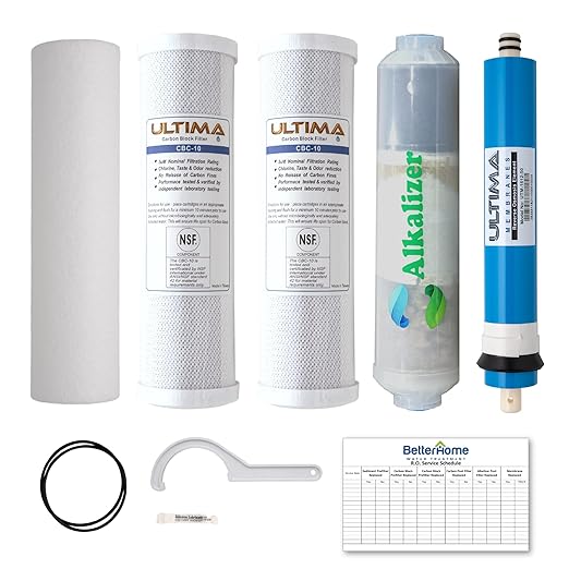 Ultima 7/VII 5 Stage Universal Reverse Osmosis Under Sink Water Filter System Replacements with 50 GPD RO Membrane and Alkalizer Post Carbon Filter Kit…
