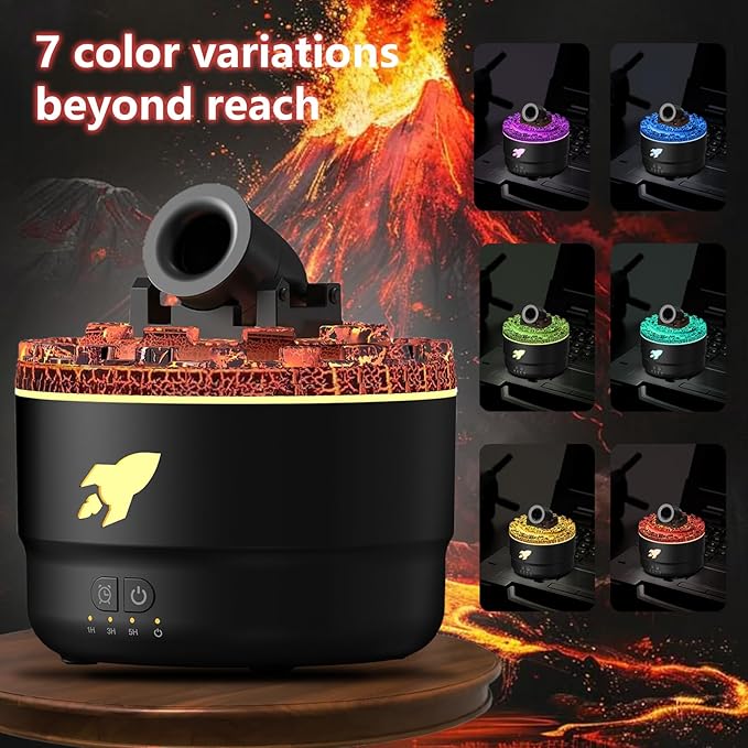 Cannon Blast Aroma Humidifier, 7 Colors LED Vapor Cannon Humidifier Silent Diffuser, 2 Mode Creative Turret Colorful Yellowcane Air Aromatherapy Small Home Desktop Diffuser for Bedroom