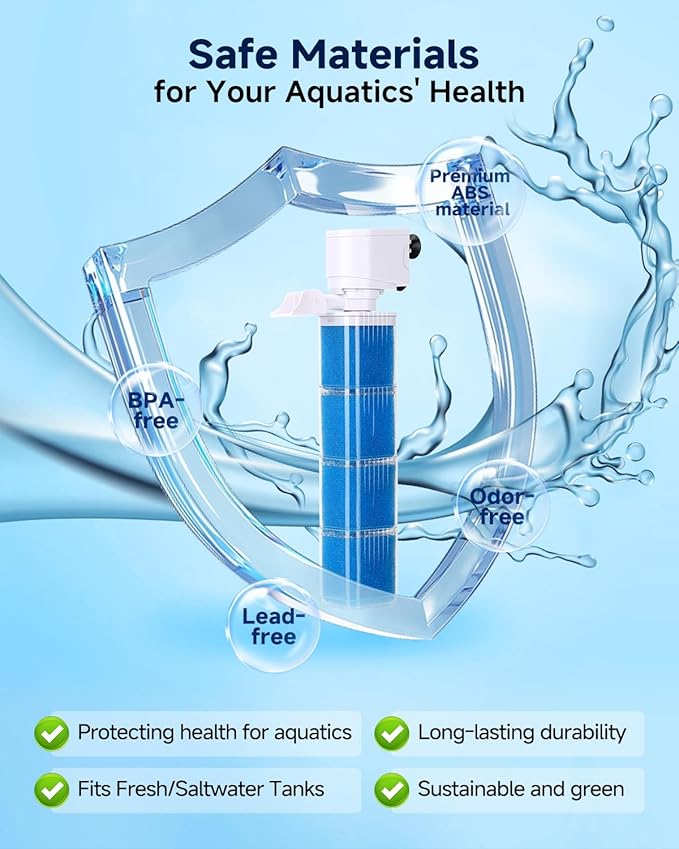 4-in-1 Aquarium Power Filter - Mutil Stage Filtration, Adjustable Oxygenation/Wavemaker, Whisper-Quiet Submersible Fish Tank Filter & Water Circulation System for 20-100 Gal Fresh/Salt Tank