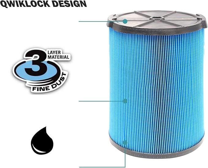 ANBOO 1 Pack VF5000 Replacement Filter for Ridgid for Shop Vac 6-20 Gallon Wet Dry Vacuums, 3 Layer Pleated Vacuum Filter Fits for WD1450 WD0970 WD1270 WD06700 WD1680 RV2400A