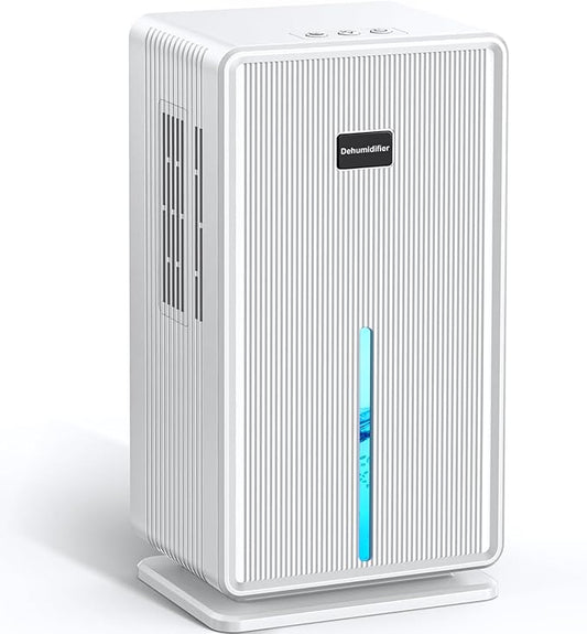 Dehumidifiers for Home, Upgraded 101OZ Dehumidifier (800 sq.ft), Quiet Dehumidifier for Basement, Bedroom, Bathroom, RV, Closet with Auto-off, Sleep Mode, 7 Colorful LED Light, Small Portable, White