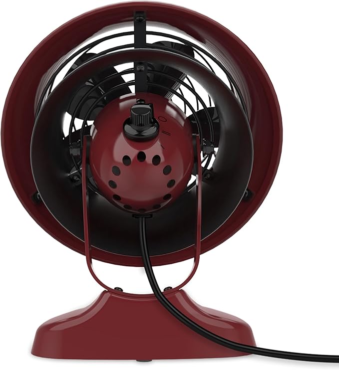 Vornado VFAN™ Mini Fan, Classic Vintage Circulator, Retro Metal Air Circulator, For Desk & Bedside, 2 Speeds, Adjustable Tilt, Personal Cooling with Targeted Airflow, Quiet Fan, Claret
