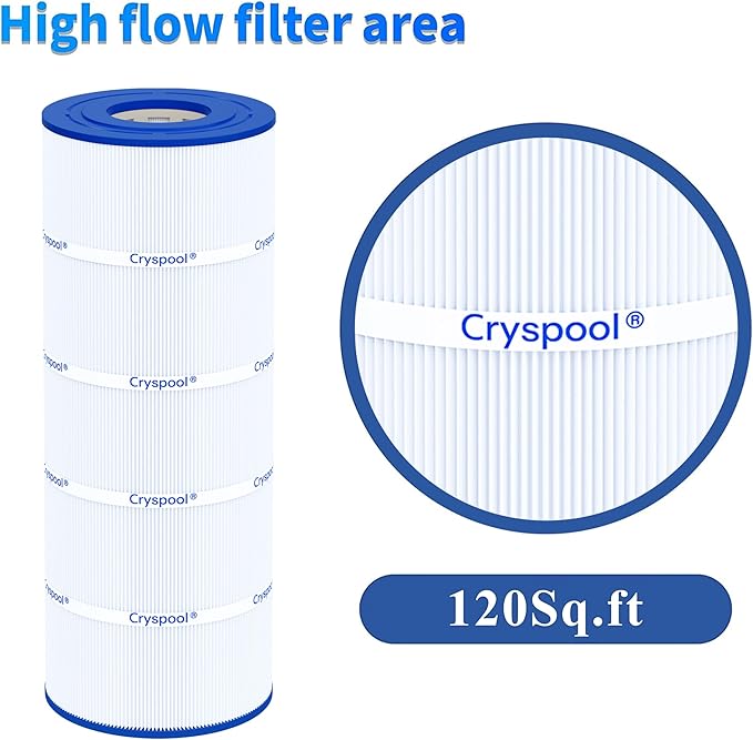 Cryspool® 08055 Filter Compatible with Hayward C1200, CX1200RE, PA120, C-8412, Ultra-B2, FC-1293, Clearwater II 125, 817-0125N, 120 Sq. Ft Pool Filter Cartridge, 1 Pack