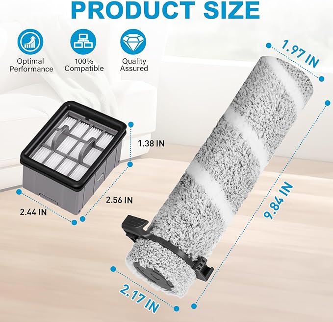 7 Pack Brush and Filter Replacement Kit Compatible with Bissell Cross Wave Omni Force Edge Cordless Wet Dry Vacuum 3930F/3933/V2/3999Z, High-Performance Multi-Surface Hard Floor Cleaner Accessories