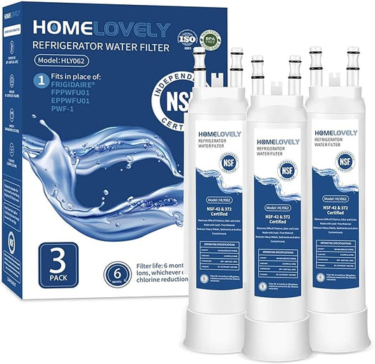 FPPWFU01 Water Filter Replacement, Compatible with Frigidaire FPPWFU01, EPPWFU01, PureAdvantage PWF-1, PurePour PWF-1 (3 Pack)
