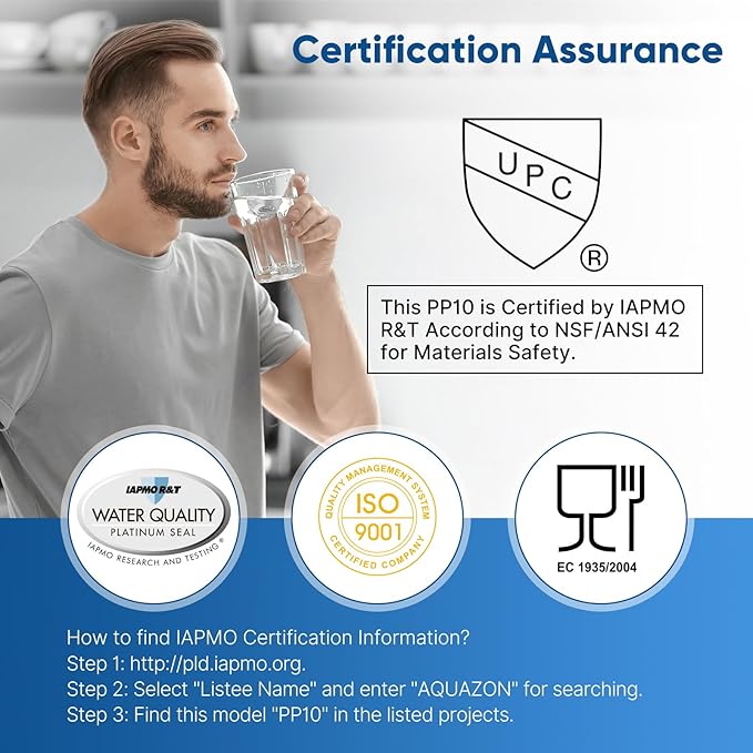 PUREPLUS 10 Micron 10" x 2.5" Whole House Sediment Home Water Filter Cartridge Replacement for Any 10 inch RO Unit, Culligan P5, Aqua-Pure AP110, Dupont WFPFC5002, CFS10, WHKF-G05, 4Pack