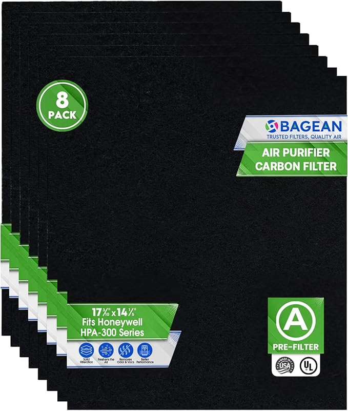 Bagean Activated Carbon Pre Filter A Replacement - Compatible with Honeywell HPA300 Air Purifier Series - Fits Honeywell HPA300 Prefilter A - Air Filters Absorb Odors and Freshen Your Home (8-Pack)