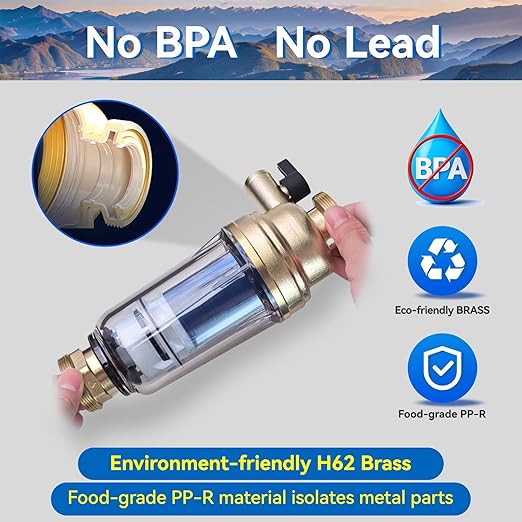 Whole House Spin-Down Sediment Pre-Filter, 40-Micron, 360° Flexible Installation, Water Hammer Reduction, City/Well Water Pre-Filtration System, RO Water Filter Companion Sediment Filter