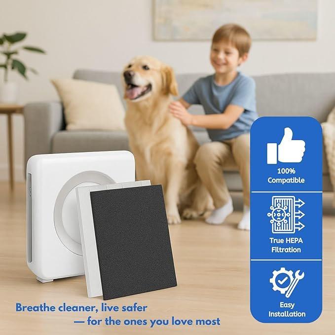 Nispira (1) True HEPA (2) Activated Carbon Replacement Filter Compatible with Coway Airmega 200M Air Purifier AP-1518R, Mighty Air AP-1512HH, 1 Set