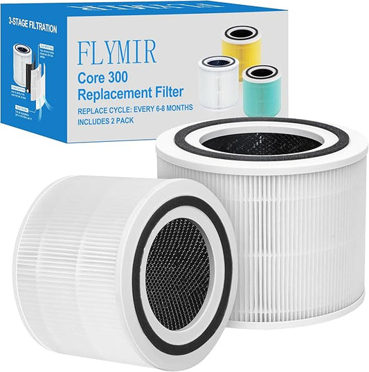 Core 300 Air Purifier Replacement Filter for LEVOIT Core 300,Core 300S,Core P350,VortexAir Air Purifier Core300-P,Core 300-RF,3-in-1 H13 Grate True HEPA Activated Carbon,2 Pack