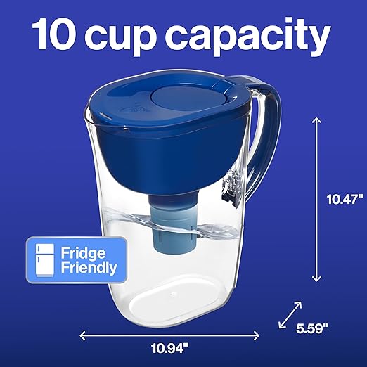 Brita Everyday Elite Water Filter Pitcher, Removes 99% of Lead, Includes 1 Filter, 10-Cup Capacity, Blue