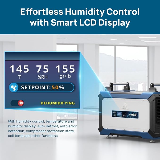 ARGENDON 145 Pint Crawl Space/Basement Dehumidifier with Drain Hose, Energy Star Commercial Dehumidifiers for Large Space, Industrial, Water Damage, Auto Defrosting, 5 Years Limited Warranty