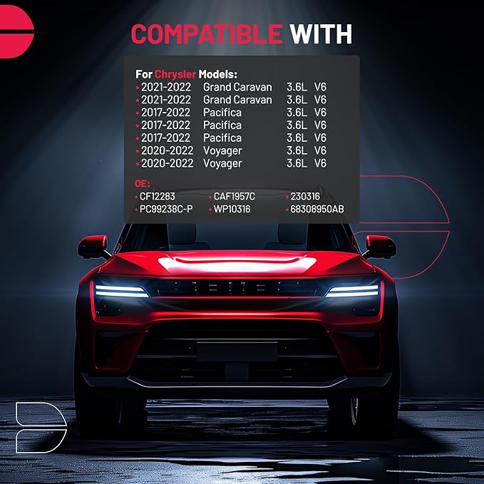 BDFHYK 2 Pack Cabin Air Filters with Activated Carbon Compatible with Chrysler Grand Caravan 2021-2022, Pacifica 2017-2022, Voyager 2020-2022, Replace# CF12283, 68308950AB