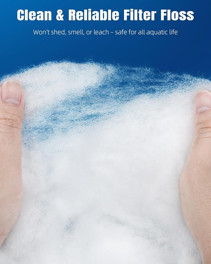 Pawfly Filter Floss for Fish Tank, Aquarium Filter Media, Aquarium Filter Floss, Polyester Filter Cotton for Freshwater & Saltwater, White Fiber Sponge for Filtration, 8.8 Ounces