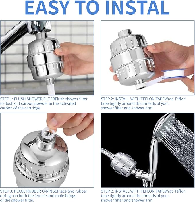 4 Pack 20 Stage Shower Filter Universal Replacement Cartridge- Removes Chlorine, Heavy Metals, Iron, Other Sediments, Water Softener with High Output,Fit Any Similar Design Shower Water Filter