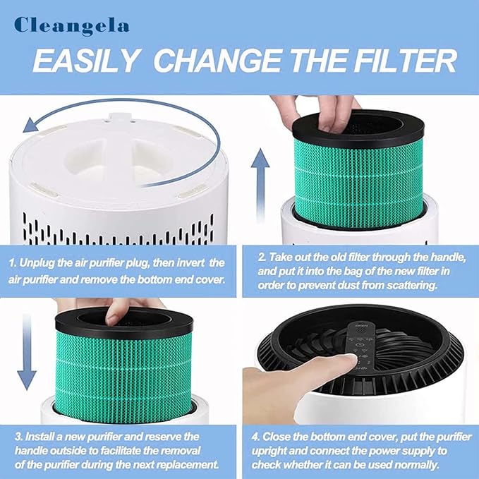 MK01 MK06 Replacement Filter for AROEVE Air Purifier Filter Compatible with MK01/MK06 Kloudi DH-JH01 ToLife TZ-K1 Intelabe EPI080/EP1080 Elechomes EPI081/EP1081 Air Purifier Filter Green