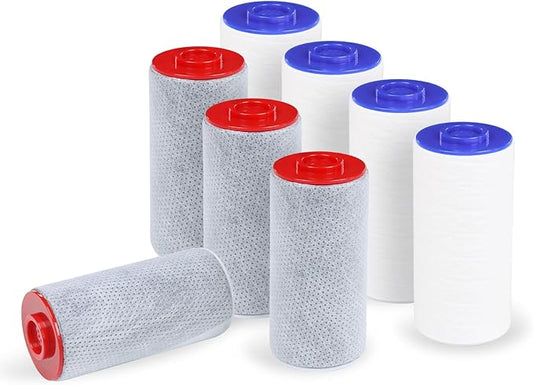 Replacement Filter Set for Weddell Duo - High-efficiency Shower Water Filtration System that Removes Chlorine/PFAS/Contaminants for Better Skin and Hair Health (4R+4B)