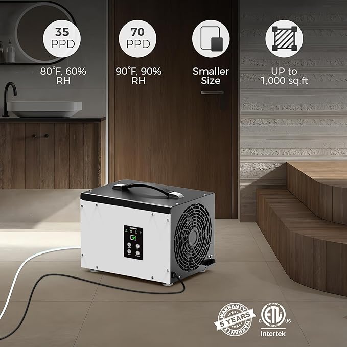 ALORAIR Crawl Space/Basement Dehumidifier 70 Pint with Pump, Automatic Defrost, Up to 1000 Sq Ft Commercial Dehumidifier, Memory Start, cETL Listed